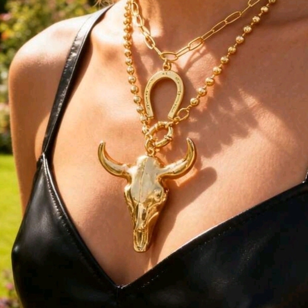 Gold Bull Pendant Necklace Just 1!